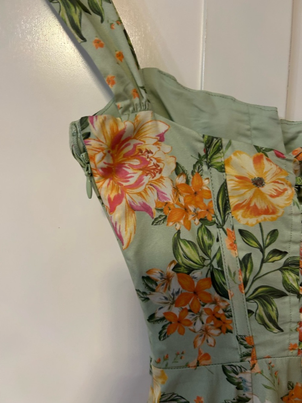 House of CB Sabrina Light Jade Floral Print Bustier Sundress - Picture 7 of 10